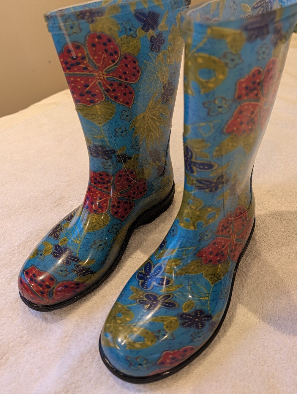 Sloggers Floral Waterproof Mid Calf Rain & Garden Boots Women’s Size 8